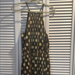 Sunday in Brooklyn Black and Gold Polka Dot Midi Dress